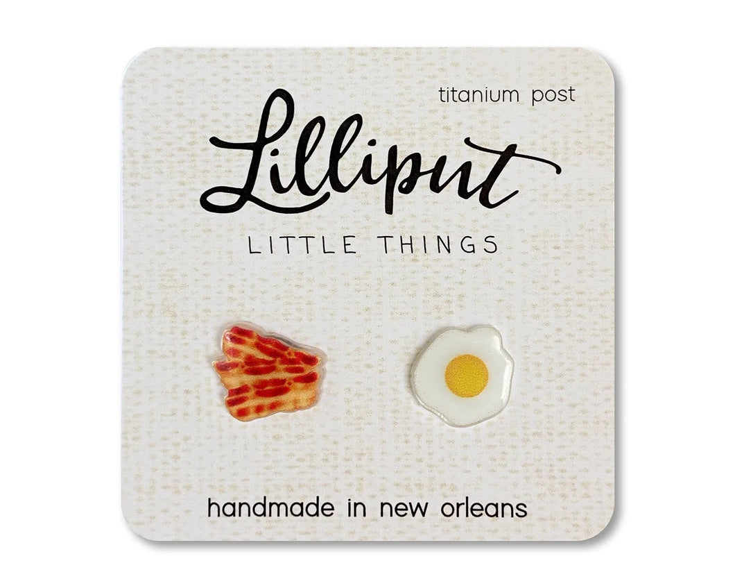 Lilliput Bacon and Egg Earrings