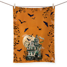 Fall - Haunted House Tea Towel