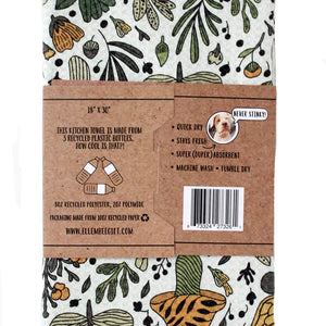 Boho Mushrooms and Insects | Two Sided Waffle Tea Towel