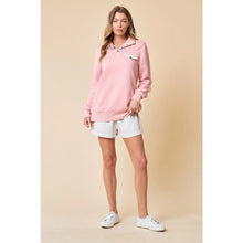 Blush Pink Diamond Cotton Padding Pull Over with Metal Snap