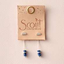 Stone Meteor Thread/Jacket Earring - Lapis/Silver