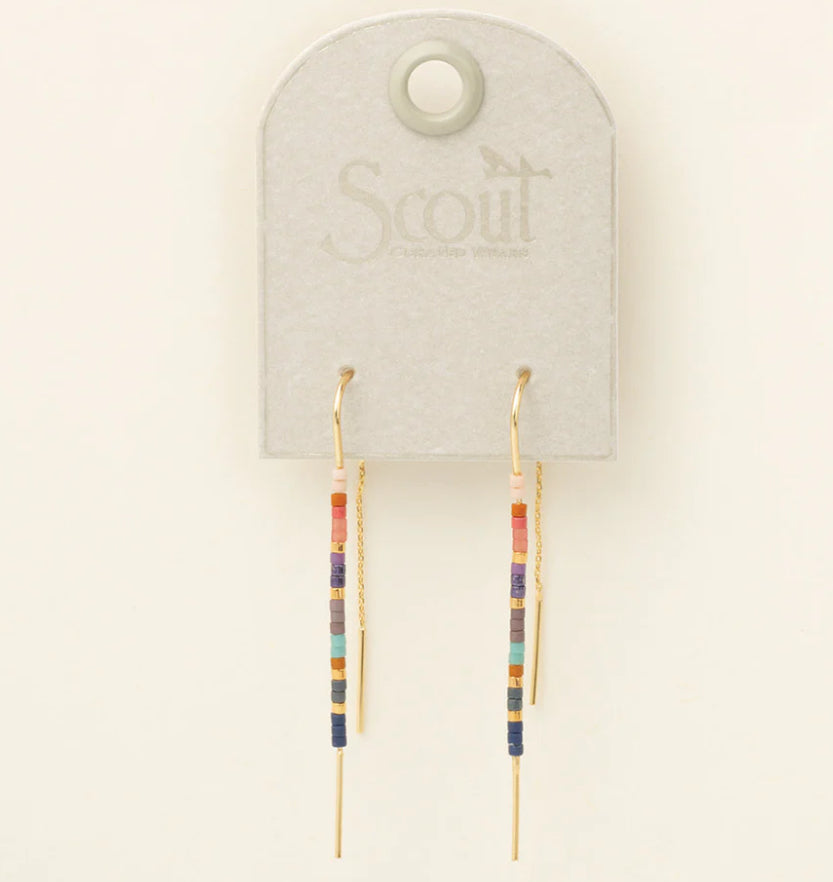 Chromacolor Miyuki Thread Earrings - Dark Multi/ Gold
