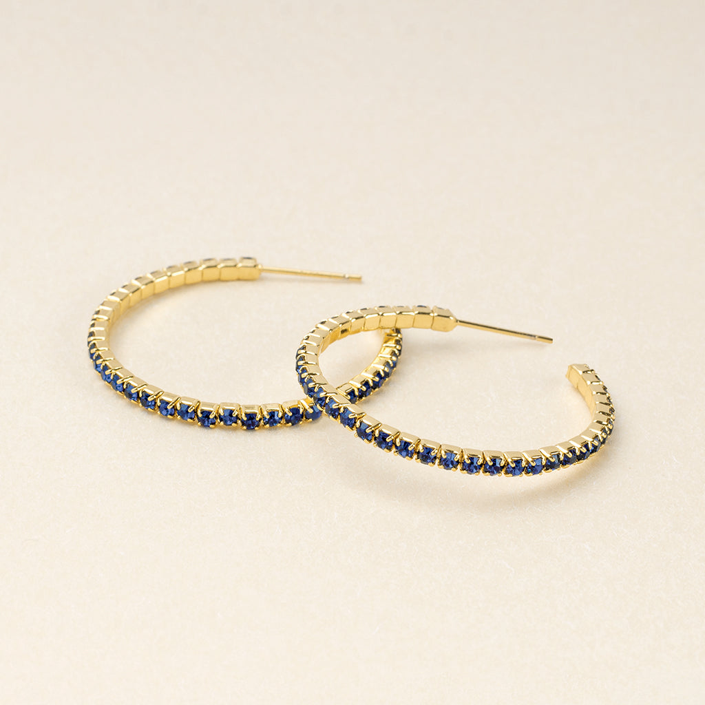 Sparkle & Shine Sm Rhinestone Hoop Earring - Montana Blue/Gold