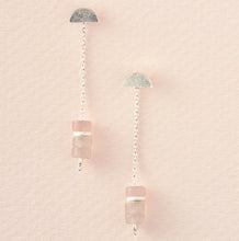 Stone Meteor Thread/Ear Jacket - Rose Quartz/Silver