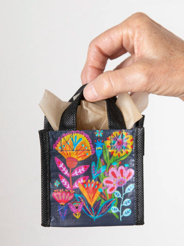 Mini Happy Bag - Navy Folk Flower