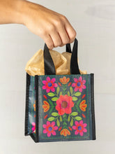 Small Happy Bag Dark Teal Flower