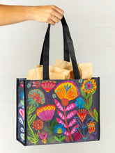 Large Happy Bag - Navy Folk Flower