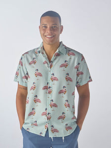 Teal Flamingo Polo