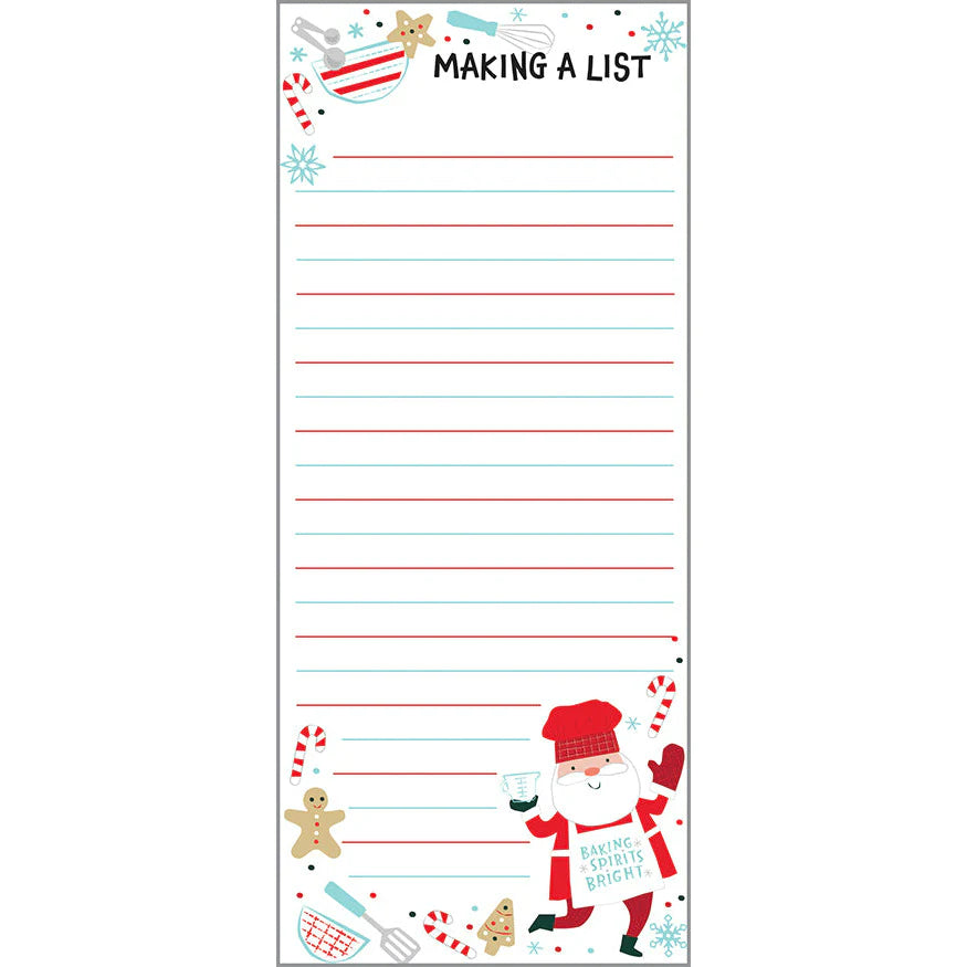 Holiday list pad baking santa