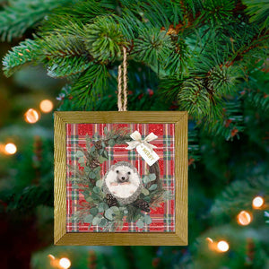 A Very Merry Hedgehog Wooden Framed Ornament