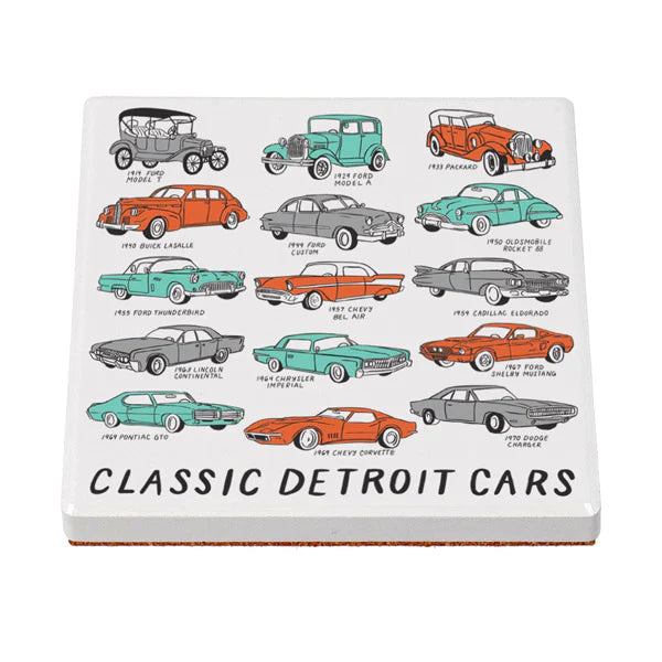 Classic Detroit Cars Ceramic Coaster