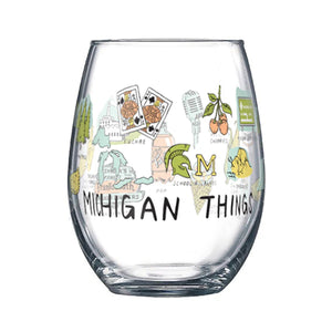 Michigan Things Wine Glass