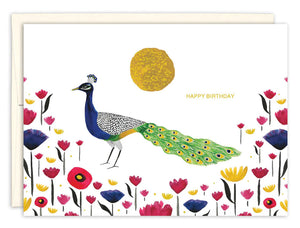 Peacock Garden Birthday Card