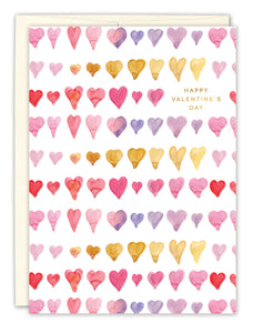 Watercolor Hearts Valentine’s Day Card