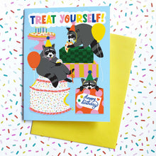Party Raccoons Birthday Single Greeting Card