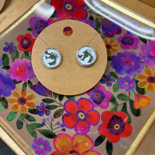 Lake Orion Dragon 12mm Glass Stud Earrings