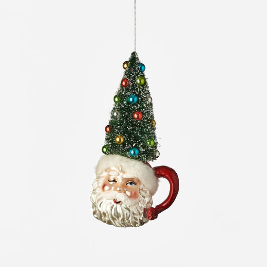 Santa Cup with Tree Glass Ornament