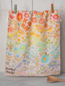 Natural Life Cotton Dish Towel Thankful & Grateful Floral
