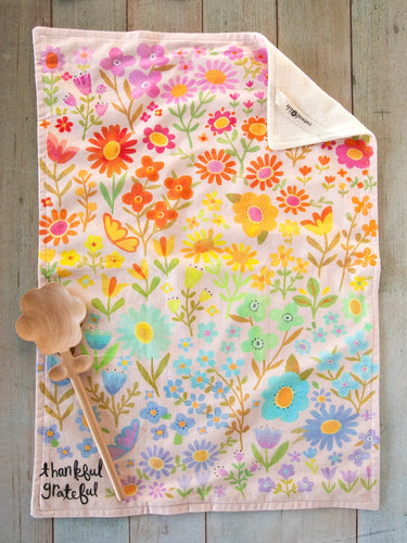 Natural Life Cotton Dish Towel Thankful & Grateful Floral