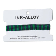 Alex Two-Tone Vertical Stripes Beaded Stretch Bracelet Kelly Green