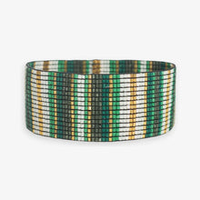Kenzie Vertical Stripes Beaded Stretch Bracelet Green