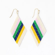 Frida Diagonal Uniform Stripe Beaded Earrings Lavender Green
