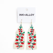Delilah Tomato Beaded Fringe Earrings Red + Green