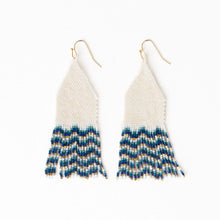 Delilah Wave Beaded Fringe Earrings Blues