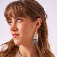 Delilah Wave Beaded Fringe Earrings Blues