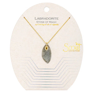Organic Stone Necklace Labradorite and Gold - Stone of Magic