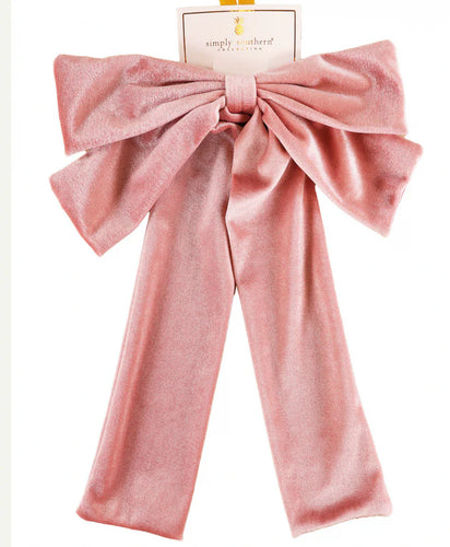 Simply Southern Cream Long Velvet Mauve Bow