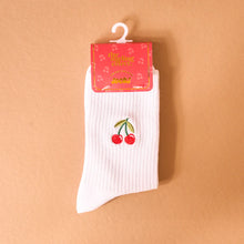 Embroidered Crew Socks-Cherries