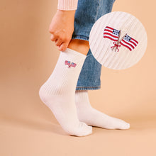 Embroidered Crew Socks-American Flag