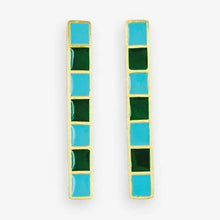 Adele Colorblock Enamel Bar Earrings Green and Light Blue