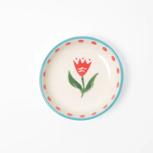 Small Red Flower Trinket Tray-Trinket Dish-Ceramic Tasting Bowl