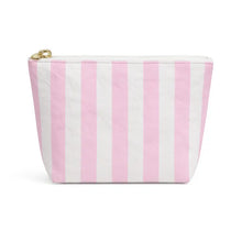 Preppy Stripe Pouch + Cosmetic Bag Pink & White Tyvek