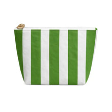 Preppy Stripe Pouch + Cosmetic Bag White & Green Tyvek