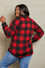 Black and Red Hood Plaid Button Down Cardigan