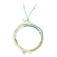 Mixed Media Wrap Bracelet/Necklace - Courage/Amazonite/Silver