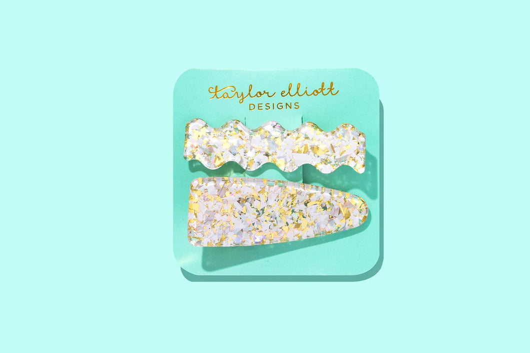 Pearl Confetti Medium Claw Hair Clip Set