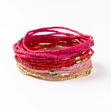 Pink Green Chelsea 18 Strand Luxe Beaded Bracelet Set