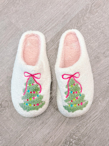 Simply Southern Fuzzy Holiday Tree Slippers