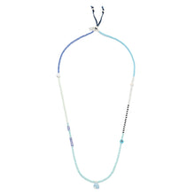 Mixed Media Wrap Bracelet/Necklace - Hope/Aquamarine/Silver