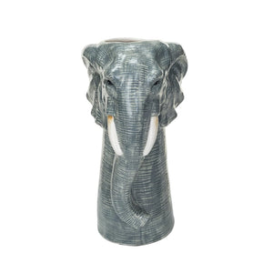 Hand-Painted Stoneware Elephant Vase