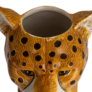 Hand-Painted Stoneware Cheetah Vase