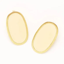 Alexis Oval Enamel Post Earrings Ivory Framed in Brass