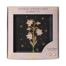 Flower on Black Jewelry Dish & Stud Earring Set