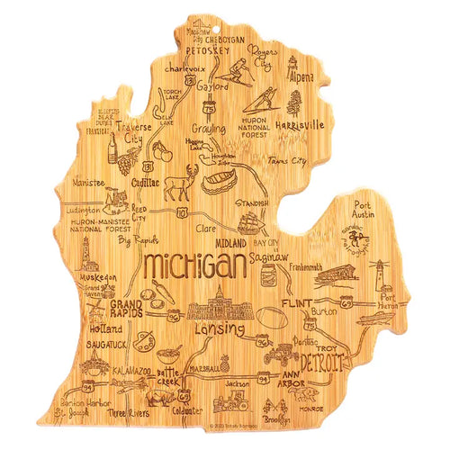 Destination Michigan (Mitten) Shaped Serving & Cutting Board