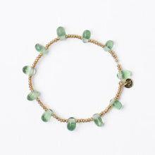Hope Brass Stretch Bracelet with Glass Beads Mint