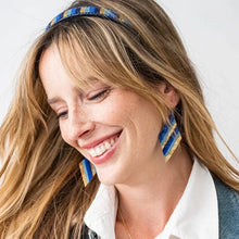 Blue Frida Diagonal Ombre Stripes Beaded Earrings
